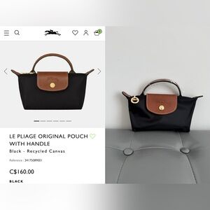 Longchamp Mini Bag Le Pliage Original Pouch With Handle - Black